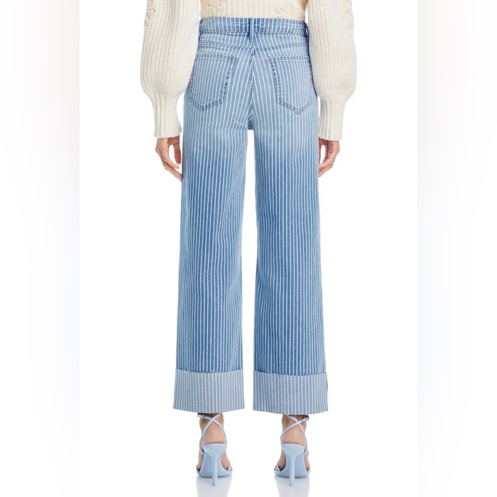 AQUA Striped High Rise Wide Leg Jeans Sailor Medium Wash Raw Hem Coastal Size 27 - Picture 2 of 14